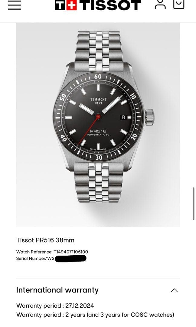 [Pre-Owned] Tissot PR516 38mm Powermatic 80 Automatic Men Watch