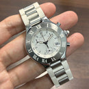 [Pre-Owned] Cartier 21 Chronoscaph 2424 White Quartz Chronograph Unisex Watch