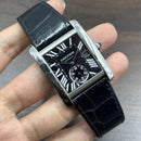 [Pre-Owned] Cartier Tank MC 3589 Black Leather Automatic Men Watch
