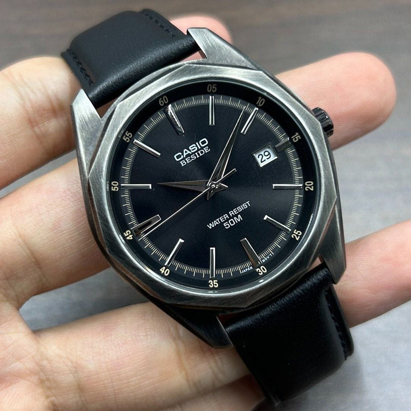 [Pre-Owned] Casio Beside BEM-121BL-1A Black Quartz Men Watch