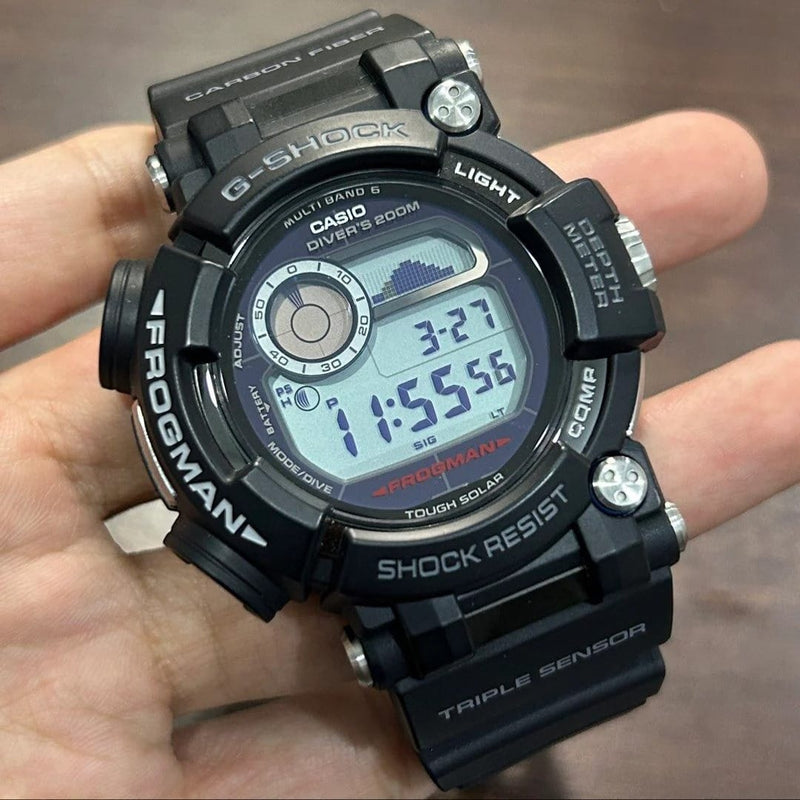 [Pre-Owned] Casio G-Shock Frogman GWF-D1000-1 Tough Solar Triple Sensor Black Men Diver Watch