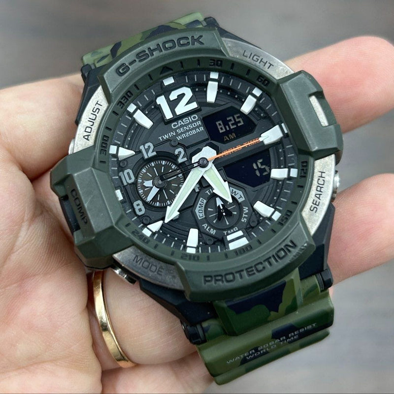 [Pre-Owned] Casio G-Shock Gravitymaster GA-1100SC-3A Green Camo Twin Sensor Men Watch