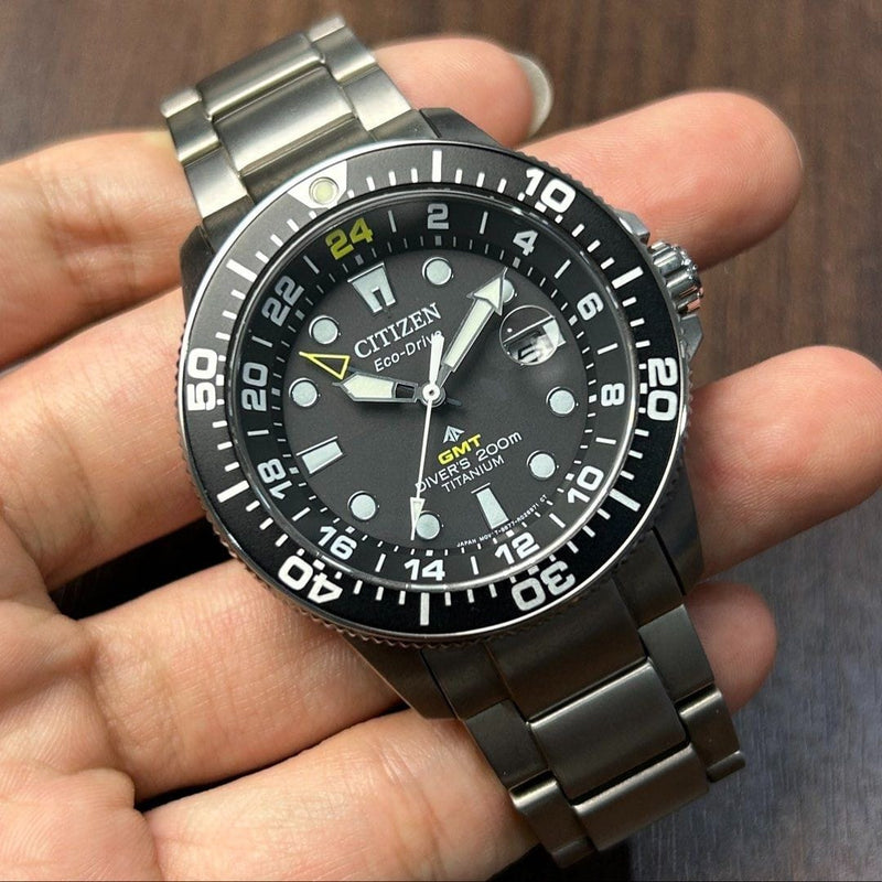 [Pre-Owned] Citizen Promaster BJ7110-89E Titanium Eco-Drive GMT Men Diver Watch