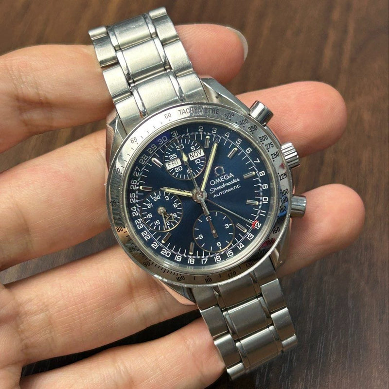 [Pre-Owned] Omega Speedmaster Triple Day-Date Blue Automatic Chronograph Men Watch