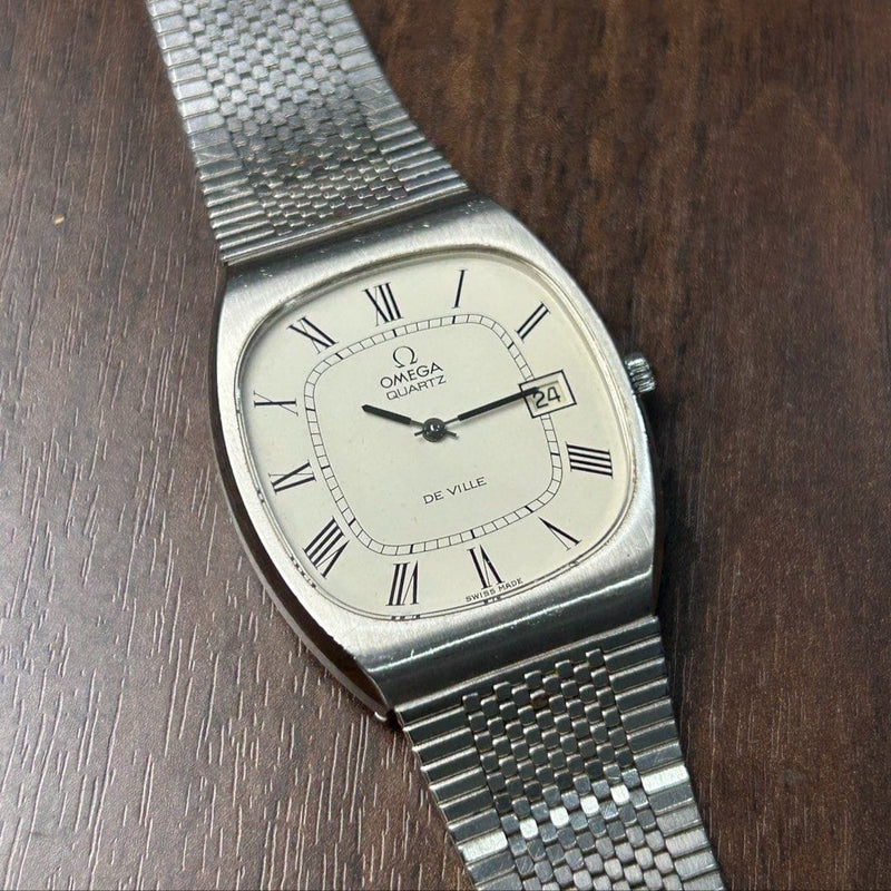 [Pre-Owned] Omega Vintage De Ville 192.0029 Square White Roman Dial Quartz Watch