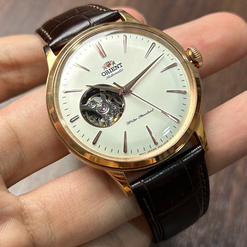[Pre-Owned] Orient Bambino Open Heart Rose Gold Automatic Men Watch