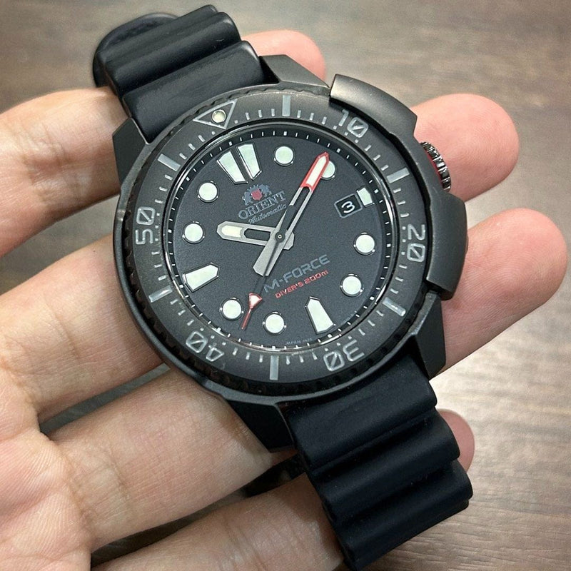 [Pre-Owned] Orient M-Force Sapphire All Black Automatic Men Diver Watch