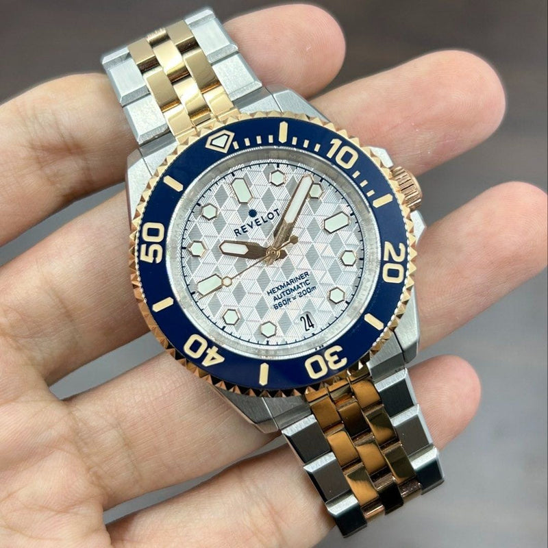[Pre-Owned] Revelot Hexmariner 39 Metallic White CNC Guilloche Automatic Men Watch