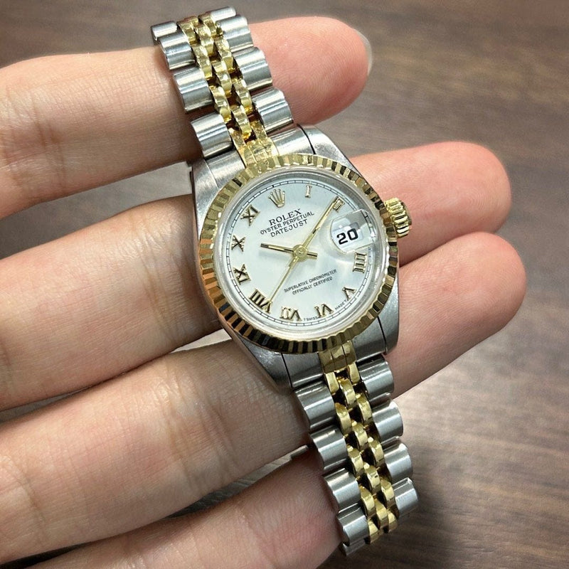 [Pre-Owned] Rolex Datejust 69173 18k Gold White Roman Dial Sapphire Women Watch