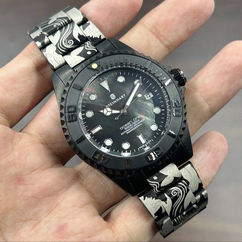 [Pre-Owned] Steinhart Ocean 1 Black DLC Mother of Pearl Automatic Men Diver Watch