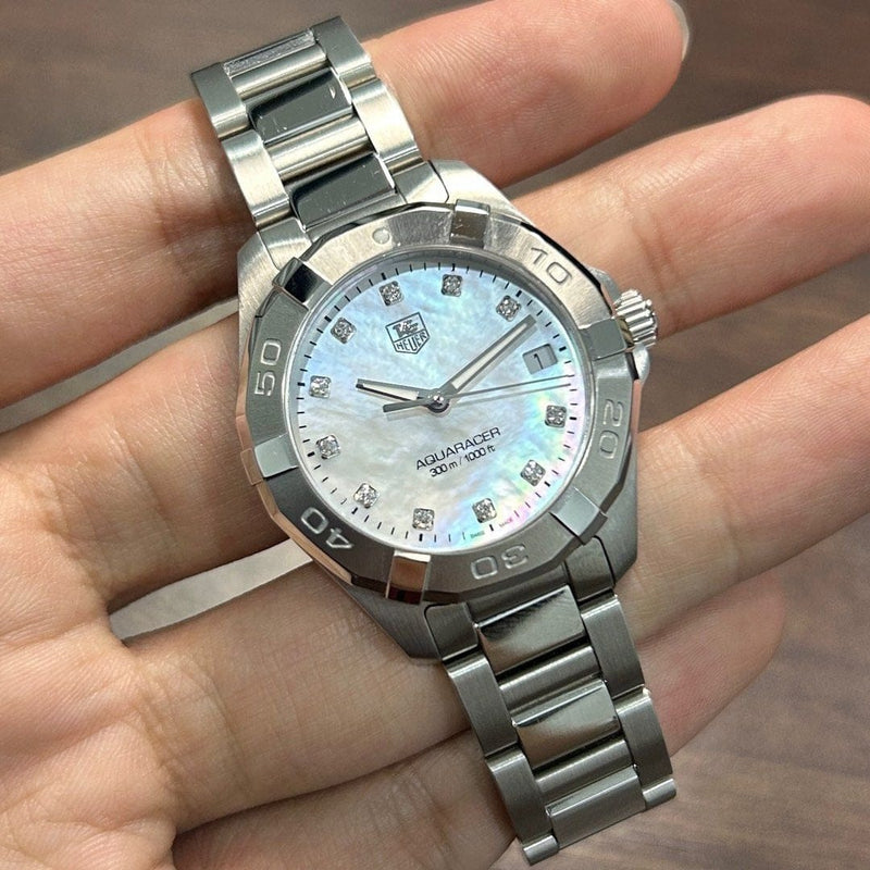 [Pre-Owned] Tag Heuer Aquaracer WAY1313 Diamond Mother of Pearl Quartz Women Watch
