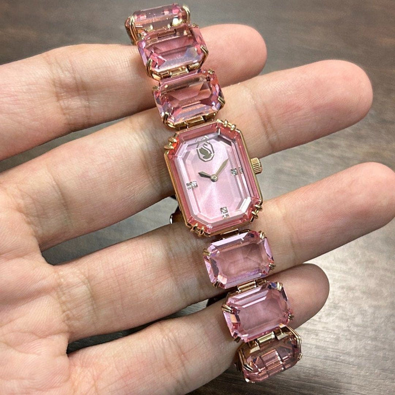 [Pre-Owned] Swarovski Millenia Octagon Cut Bracelet Pink Quartz Women Watch