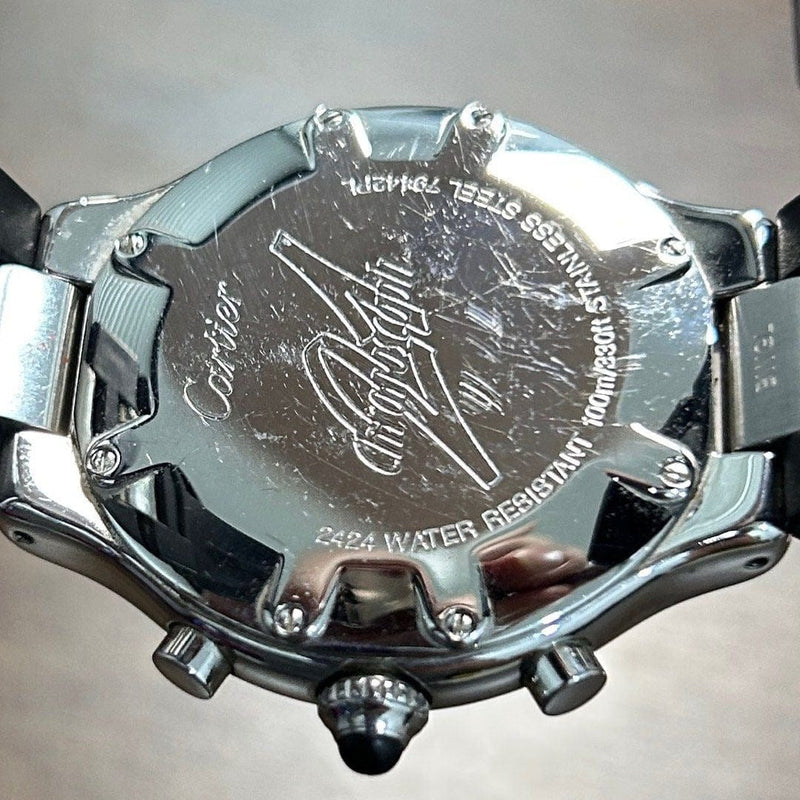 [Pre-Owned] Cartier 21 Chronoscaph 2424 Black Quartz Chronograph Unisex Watch