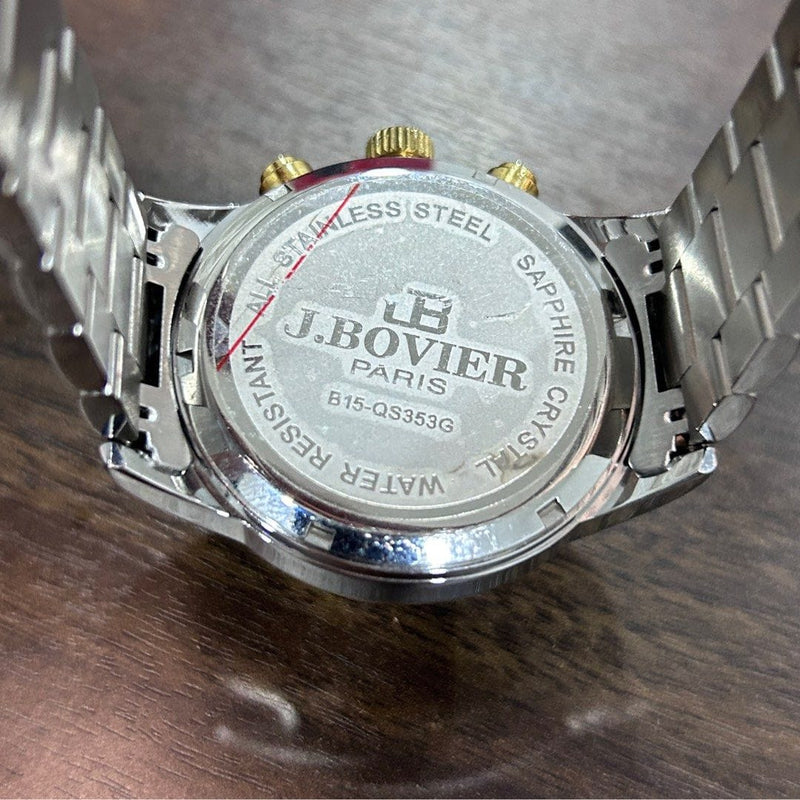 [Pre-Owned] J.Bovier Paris Two Tone Gold Sapphire Quartz Men Watch