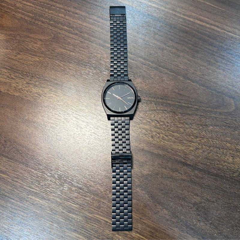 [Pre-Owned] Nixon The Time Teller All Black/ Rose Gold Stainless Steel Quartz Men Watch