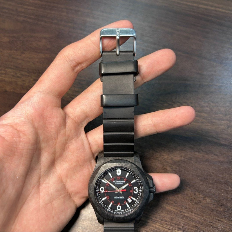 [Pre-Owned] Victorinox INOX 241776 Black Carbon Quartz Men Watch