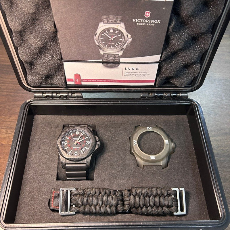 [Pre-Owned] Victorinox INOX 241776 Black Carbon Quartz Men Watch