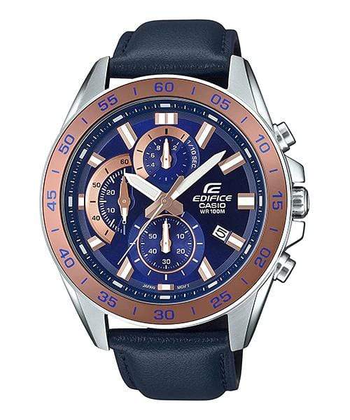 Casio Edifice EFV-550L-2AV Chronograph Leather Blue Men Watch Malaysia