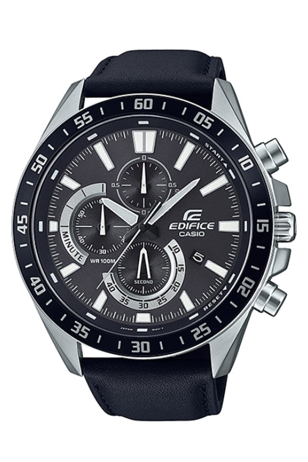 Casio Edifice EFV-620L-1AV Chronograph Black Leather Men Watch