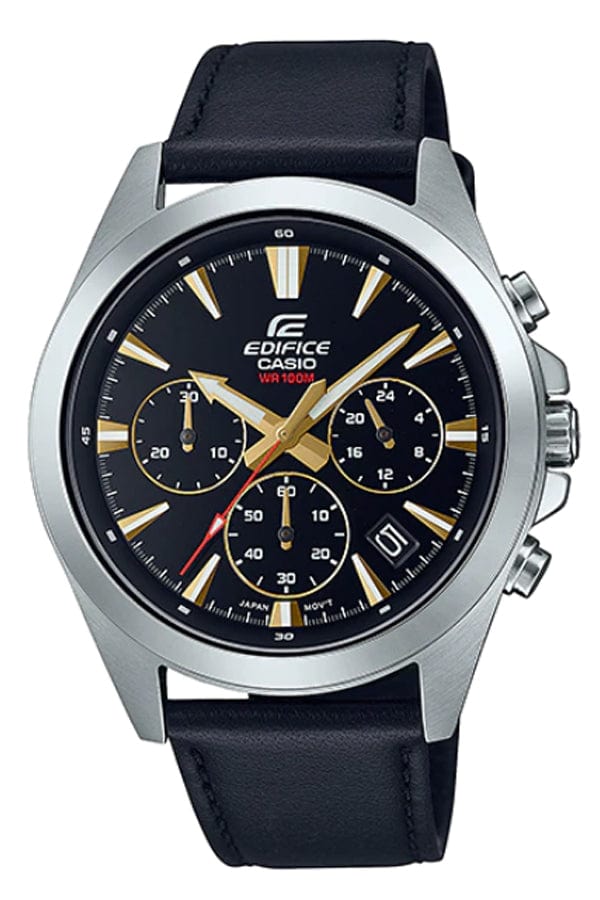 Casio Edifice EFV-630L-1AV Chronograph Black Leather Men Watch Malaysia