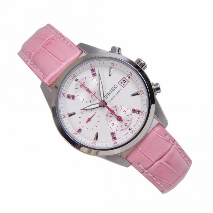 Seiko Criteria SNDV47P1 Chronograph Pink Leather Woman Watch Malaysia