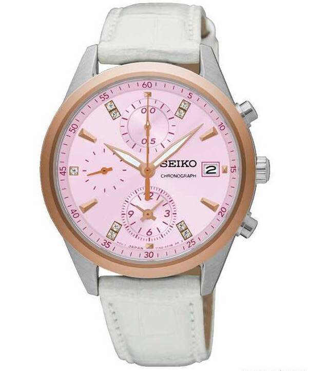 Seiko Criteria SNDV50P1 Chronograph White Leather Women Watch Malaysia