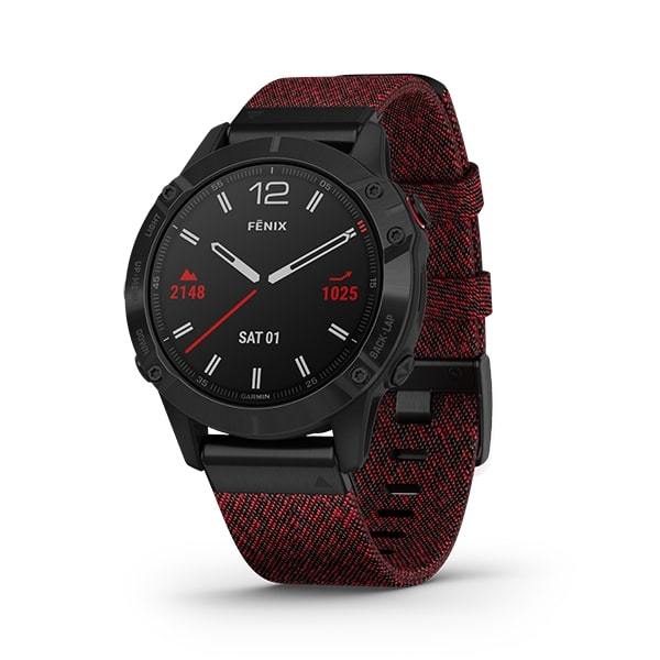 Garmin Fenix 6 Sapphire Premium Multisport Fitness GPS Smartwatch-red