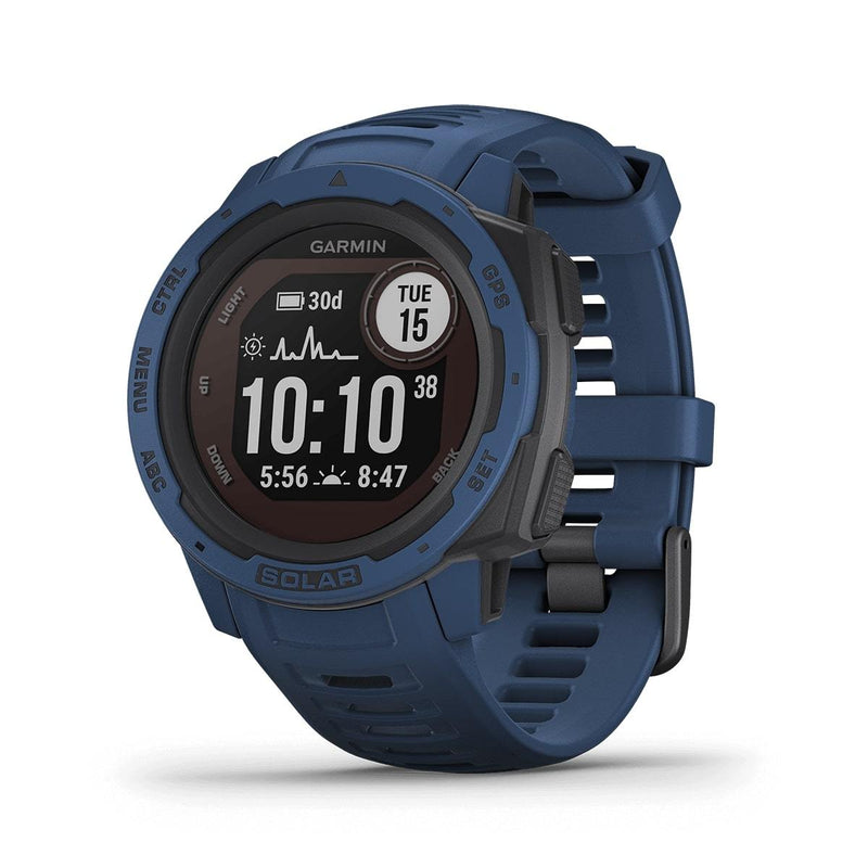 Garmin Instinct Solar High Endurance Rugged Outdoor GPS Smartwatch- Blue